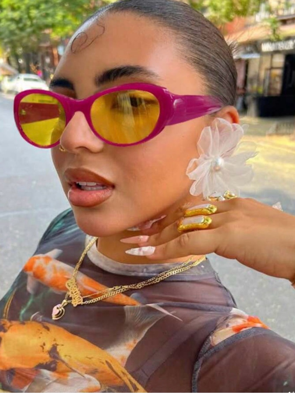 *NEW* Bold Fuchsia Sunglasses with Yellow Lenses